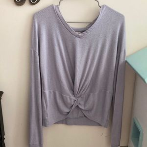 Long sleeve baby blue V neck sweater